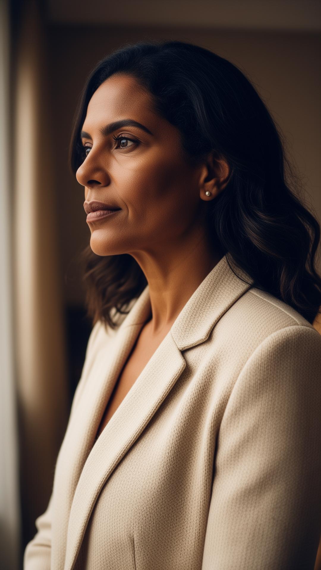 Retrato editorial de mulher confiante